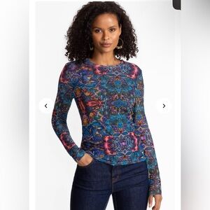 Johnny Was Multicolor Floral Long Sleeve Top